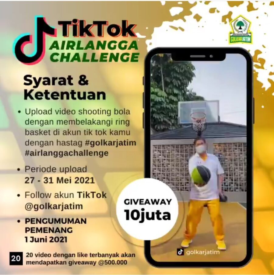 Upload TikTok Airlangga Challenge, Golkar Jatim Siapkan Hadiah