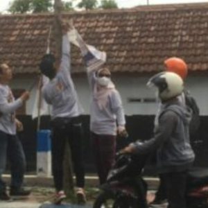 Bawaslu Kota Mojokerto Copot Banner APK di Pohon dan Tiang Listrik