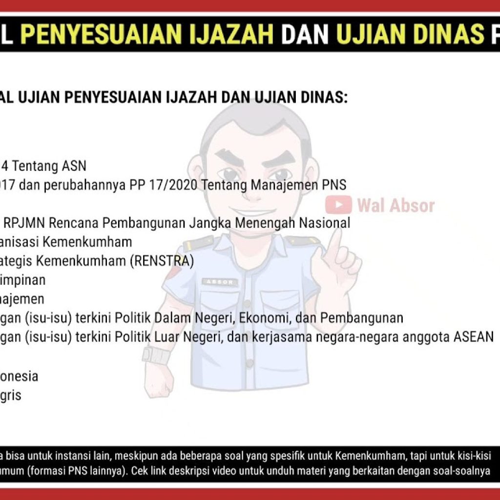 Kisi-Kisi dan Contoh Soal Ujian Penyesuaian Ijazah dan Ujian Dinas Terbaru