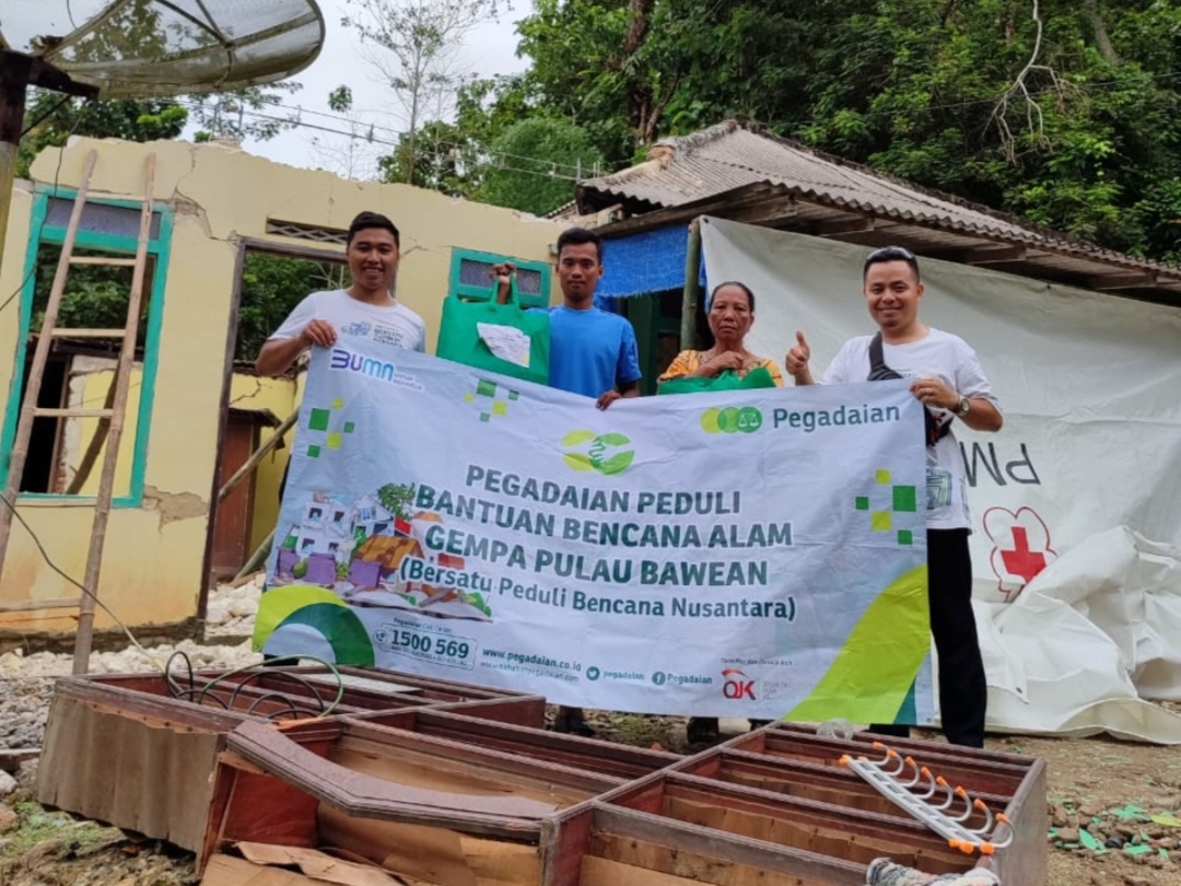 PT Pegadaian Kanwil XII Surabaya, Salurkan Bantuan Untuk Korban Gempa di Bawean Gresik