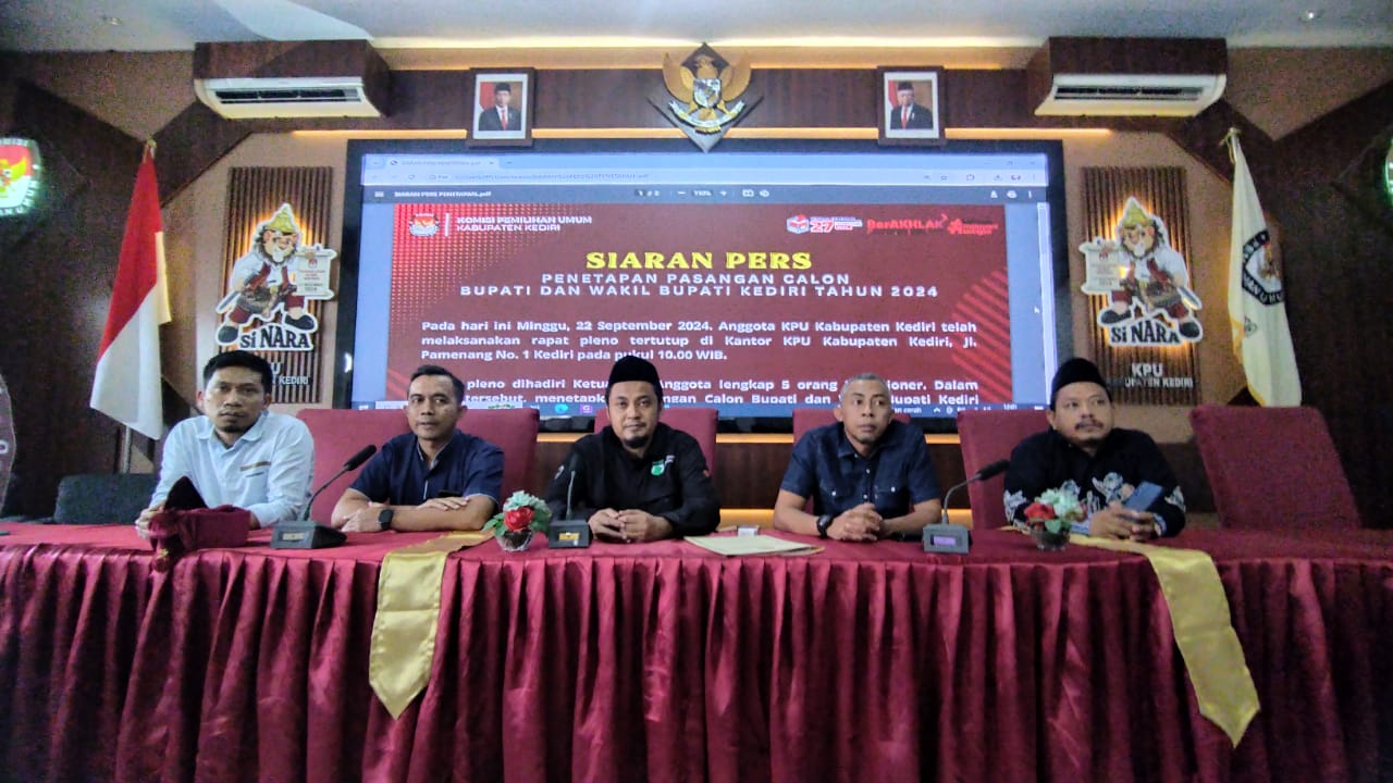 KPU Kabupaten Kediri Resmi Tetapkan Dua Pasangan Calon Bupati dan Wakil Bupati untuk Pilkada 2024