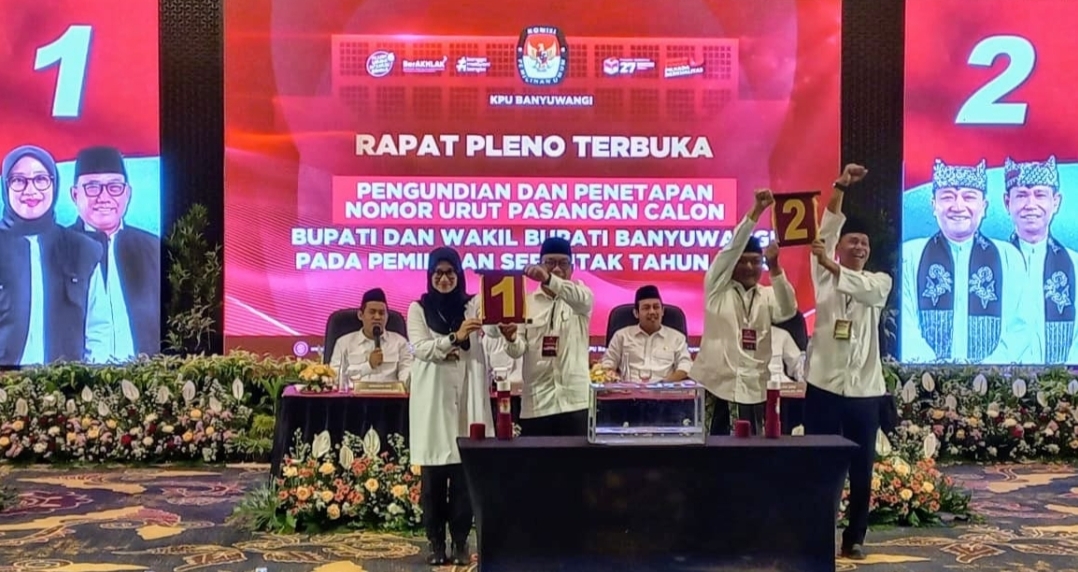 Hasil Pengundian Nomor Urut Pilkada Banyuwangi 2024, Ipuk–Muji 1 dan Ali–Ali 2