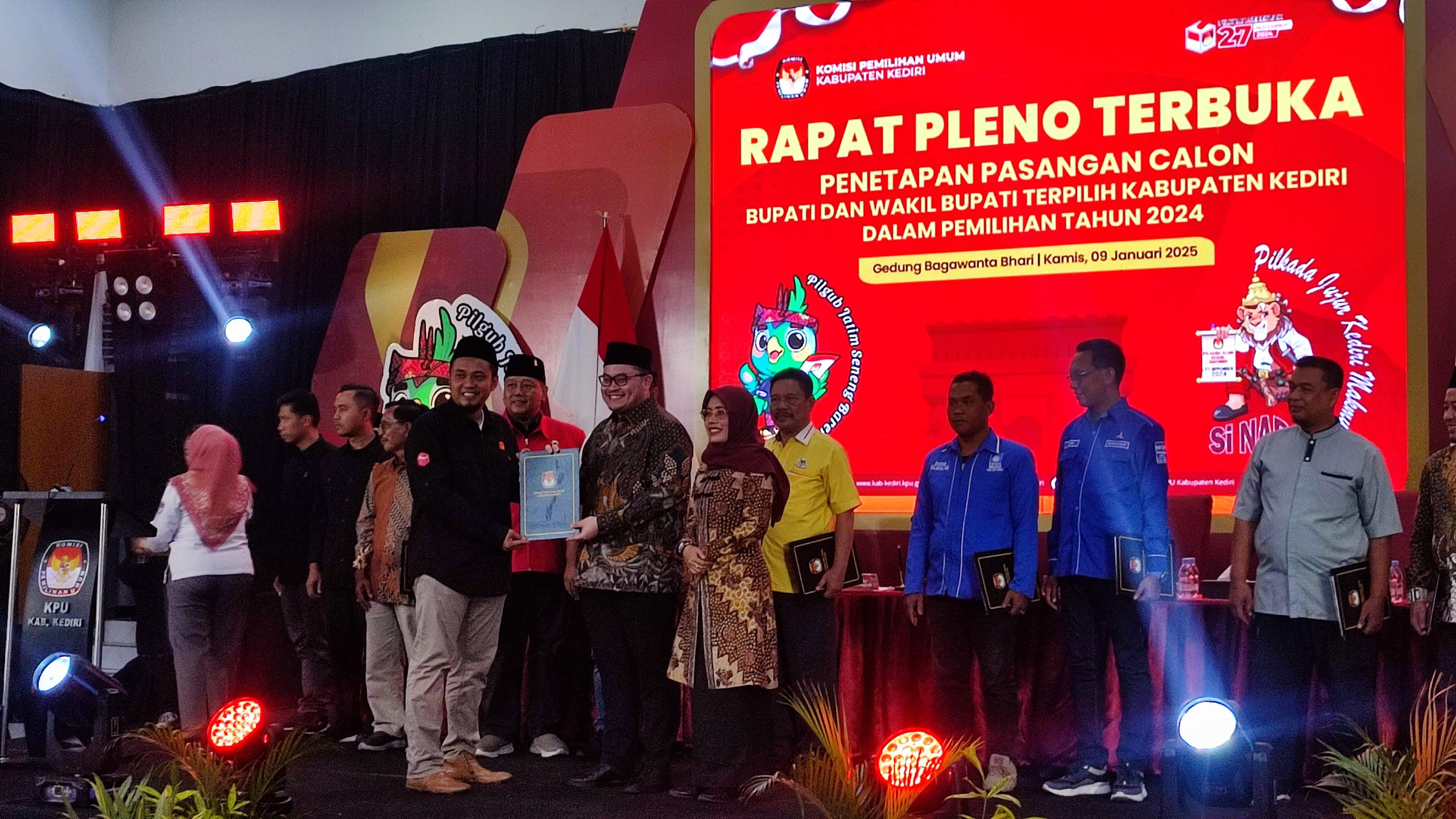 KPU Kabupaten Kediri Tetapkan Bupati dan Wakil Bupati Terpilih Periode 2024-2029