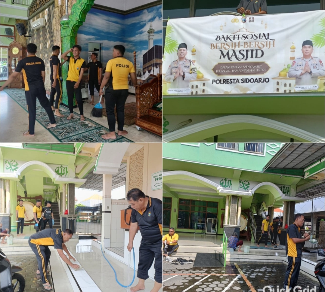 Marhaban ya Ramadan, Keluarga Besar Polresta Sidoarjo Bersih-bersih Masjid