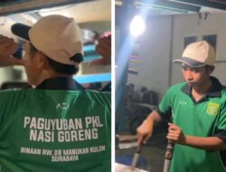 AZA Bagikan Puluhan Polo Persebaya untuk Seragam Penjual Nasi Goreng di Sentra Kuliner Manukan