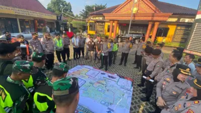 penyekatan polisi di Blitar jelang halal bihalal PSHT
