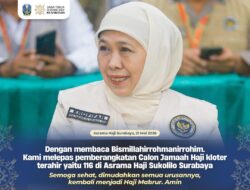Gubernur Khofifah Berangkatkan 370 Jemaah Haji Kloter Terakhir Embarkasi Surabaya
