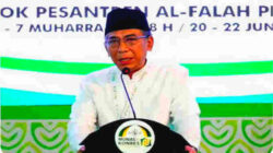 Gus Yahya Cholil Staquf memberikan sambutan pada pembukaan Munas Alim Ulama dan Konbes NU 2026 di Pondok Pesantren Al-Falah Ploso, Kabupaten Kediri.