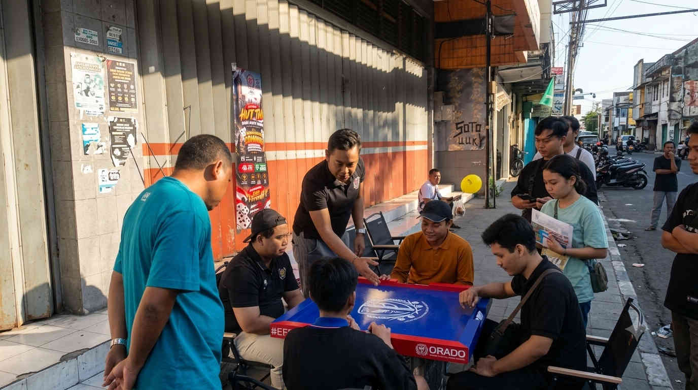 Sosialisasi ORADO Kota Kediri di arena CFD Jalan Daha, memperkenalkan olahraga domino 101 dan menjaring peserta untuk Turnamen Piala Panglima Cup 2026.